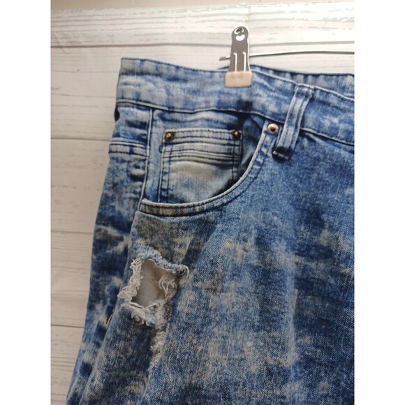 WT 02 Pants Mens Blue Denim Jeans Distressed Acid Wash Cotton Blend 42x32 - Picture 3 of 8